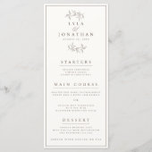 Dubbelzijdig ivoor & bruin bruiloft bar/diner menu (Voorkant)