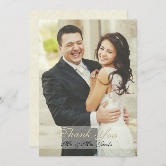 Dubbelzijdig ivoren fotoweddenschap Hartelijk dank Bedankkaart (Voorkant / Achterkant)