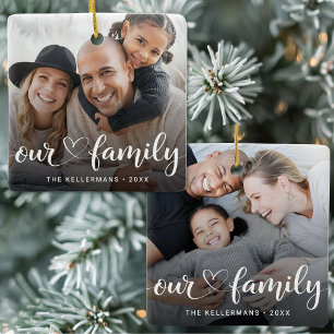 Dubbelzijdig Kerstmis Foto van Onze Familie 2 Keramisch Ornament