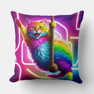 Dubbelzijdig kussen: Neon Hanging Feline Kussen