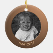 Dubbelzijdig messing 2 x Aangepaste Foto en Tekst Keramisch Ornament (Achterkant)
