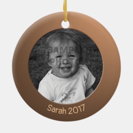 Dubbelzijdig messing 2 x Aangepaste Foto en Tekst Keramisch Ornament (Achterkant)