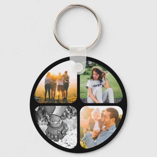 Dubbelzijdig metaal 8 Foto's Circle Sleutelhanger (Voorkant)
