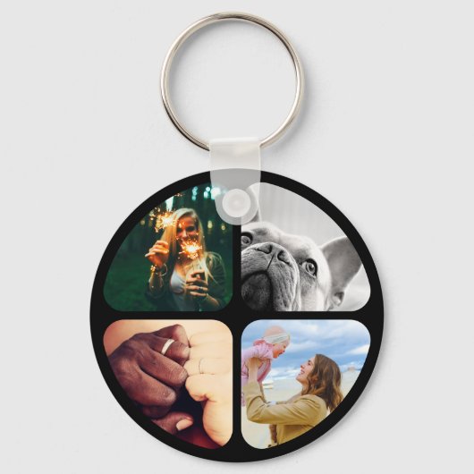 Dubbelzijdig metaal 8 Foto's Circle Sleutelhanger (Achterkant)