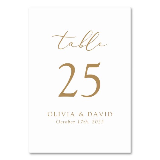 Dubbelzijdig minimalistisch modern tafelnummer (Voorkant)