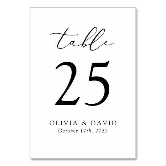 Dubbelzijdig minimalistisch modern tafelnummer (Voorkant)