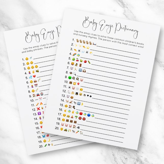 Dubbelzijdig Modern Emoji Baby shower Game Kaart (Creator heeft geüpload)