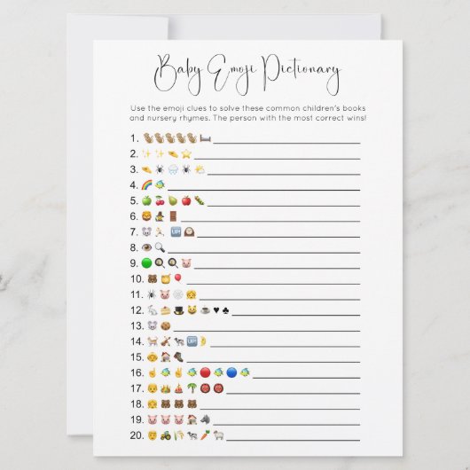 Dubbelzijdig Modern Emoji Baby shower spel Kaart (Achterkant)