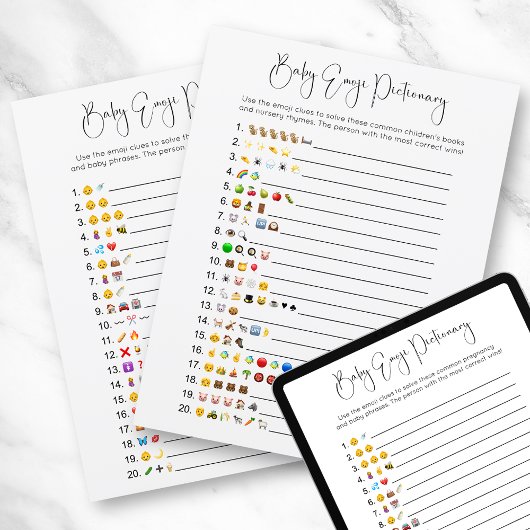 Dubbelzijdig Modern Emoji Baby shower spel Kaart