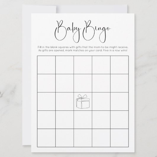 Dubbelzijdig Modern Script Baby shower Bingo spel Kaart (Achterkant)