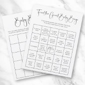 Dubbelzijdig Modern Script Baby shower Bingo spel Kaart