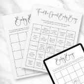 Dubbelzijdig Modern Script Baby shower Bingo spel Kaart