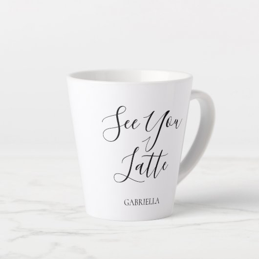 Dubbelzijdig modern zie je zwart wit latte mok (Rechterhoek)