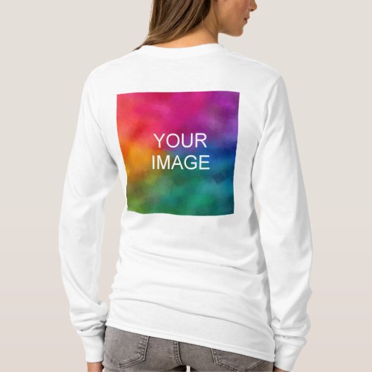 Dubbelzijdig ontwerp Sjabloon Womens met lange hoe T-shirt (Achterkant)