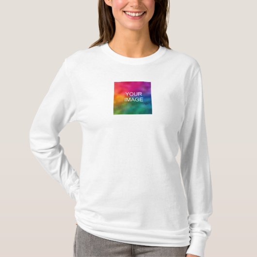 Dubbelzijdig ontwerp Sjabloon Womens met lange hoe T-shirt (Voorkant)