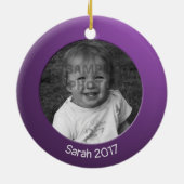 Dubbelzijdig Paars 2 x Aangepaste foto en tekst Keramisch Ornament (Achterkant)