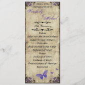 Dubbelzijdig Paarse vlinder bruiloft programma Programmakaart (Voorkant)