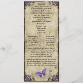 Dubbelzijdig Paarse vlinder bruiloft programma Programmakaart (Achterkant)