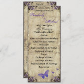 Dubbelzijdig Paarse vlinder bruiloft programma Programmakaart (Voorkant / Achterkant)