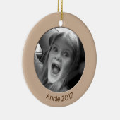 Dubbelzijdig Perzik 2 x Aangepaste Foto en Tekst Keramisch Ornament (Rechts)