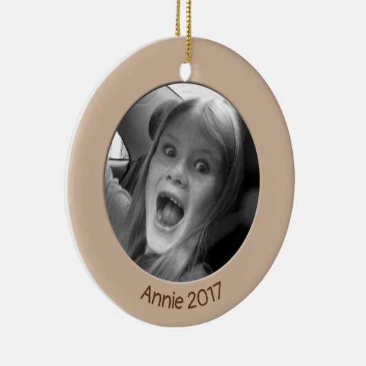 Dubbelzijdig Perzik 2 x Aangepaste Foto en Tekst Keramisch Ornament (Rechts)