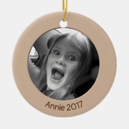 Dubbelzijdig Perzik 2 x Aangepaste Foto en Tekst Keramisch Ornament