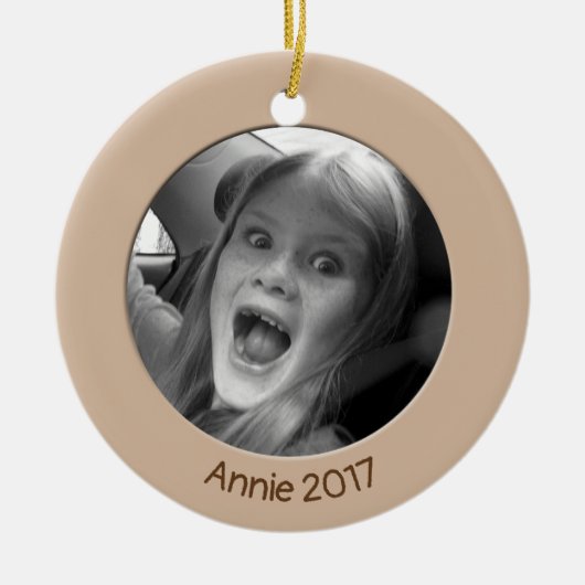 Dubbelzijdig Perzik 2 x Aangepaste Foto en Tekst Keramisch Ornament (Voorkant)