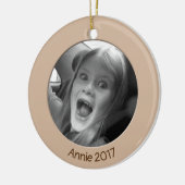 Dubbelzijdig Perzik 2 x Aangepaste Foto en Tekst Keramisch Ornament (Links)