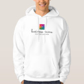 Dubbelzijdig Print Company Logo Hier Script Mannen Hoodie (Voorkant)