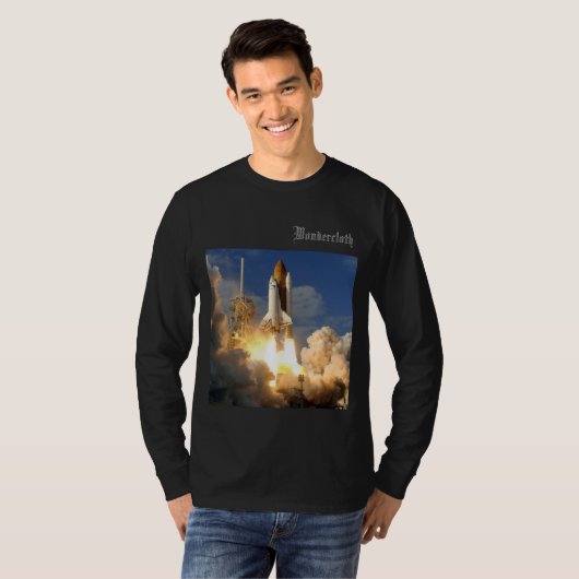 Dubbelzijdig print Mannen zwart NASA T-shirt (Voorkant volledig)