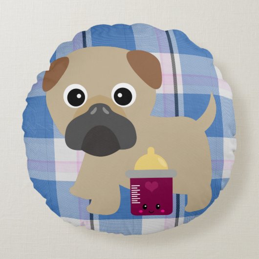 Dubbelzijdig Pug Kussen voor Baby's Room (Voorkant)