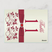 Dubbelzijdig Rood en Ivoor Bloemen Tafelnummer (Achterkant)