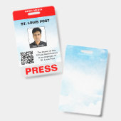 Dubbelzijdig rood lichtgrijs foto- en QR-codepers Badge (Voor- en achterkant)