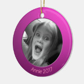 Dubbelzijdig Roze 2 x Aangepaste Foto en Tekst Keramisch Ornament (Links)