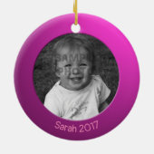 Dubbelzijdig Roze 2 x Aangepaste Foto en Tekst Keramisch Ornament (Achterkant)