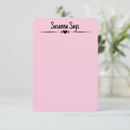 Dubbelzijdig Roze Girly Modern Script Custom Note Bedankkaart (Staand voorkant)
