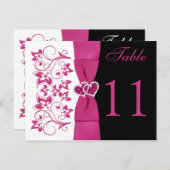 Dubbelzijdig Roze, Wit, Zwart Tafelnummer Kaart (Voorkant / Achterkant)