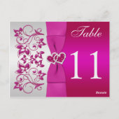 Dubbelzijdig roze, zilver Kaart met Floral Table N (Achterkant)