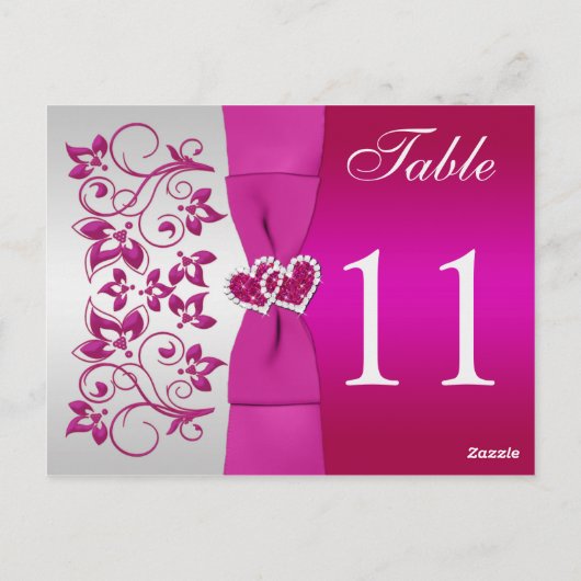 Dubbelzijdig roze, zilver Kaart met Floral Table N (Achterkant)