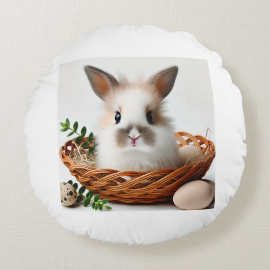 Dubbelzijdig Schattige konijnenkussen Rond Kussen (Voorkant)