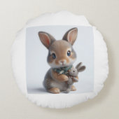 Dubbelzijdig Schattige konijnenkussen Rond Kussen (Achterkant)