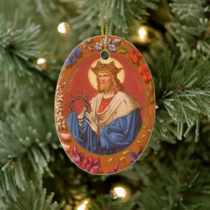 Dubbelzijdig St. Louis IX de koning (PM 05) Keramisch Ornament