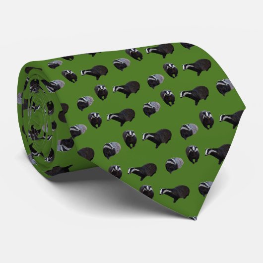 Dubbelzijdig Stropdas met Badger Frenzy (Midden Gr (Opgerold)