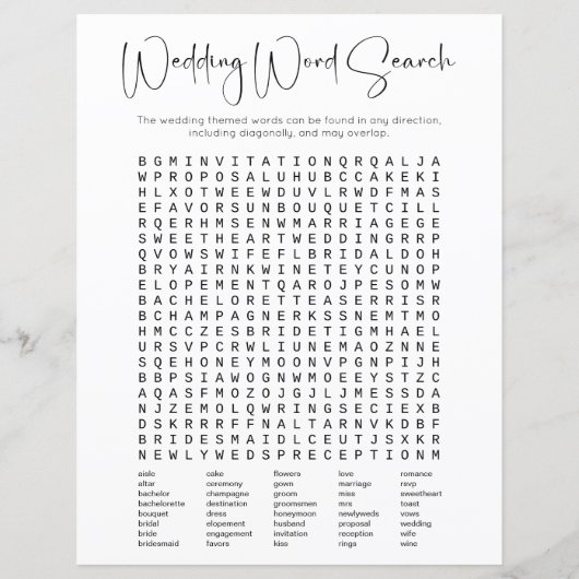 Dubbelzijdig Trouwwoord Zoeken Scramble Game (Achterkant)