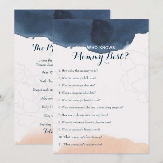 Dubbelzijdig - twee Baby shower games Kaart (Voorkant / Achterkant)