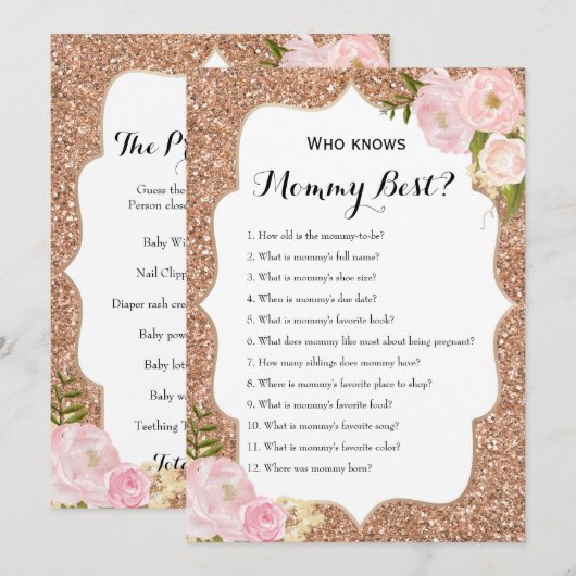 Dubbelzijdig - twee Baby shower games Kaart (Voorkant / Achterkant)