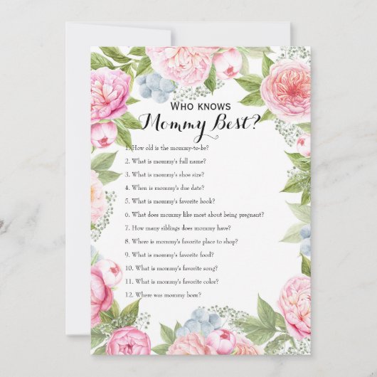 Dubbelzijdig - twee Baby shower games Kaart (Voorkant)