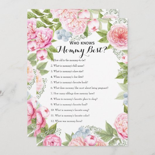 Dubbelzijdig - twee Baby shower games Kaart (Voorkant / Achterkant)