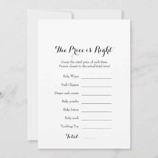 Dubbelzijdig - twee Baby shower games Kaart (Achterkant)