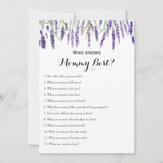 Dubbelzijdig - twee Baby shower games Kaart (Voorkant)